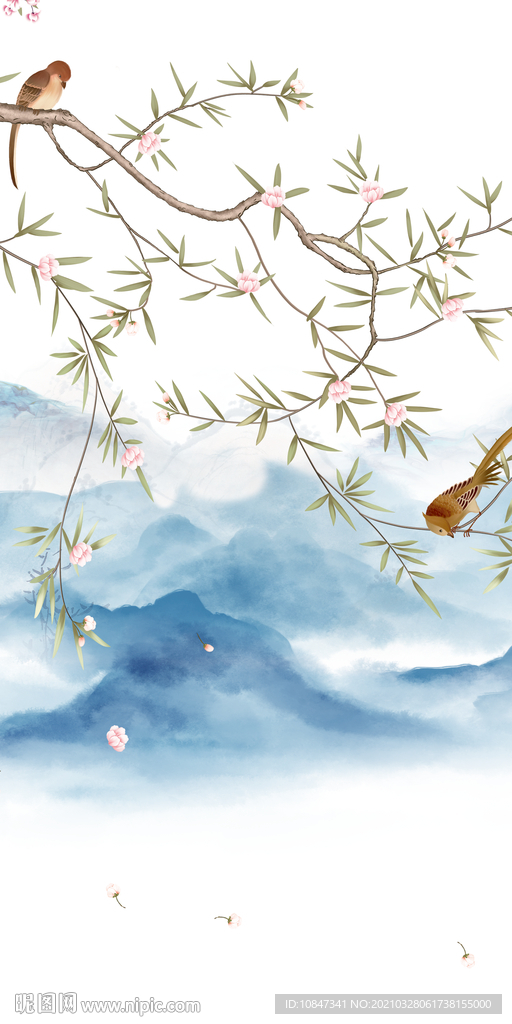 花鸟中式高雅玄关 TIF分层