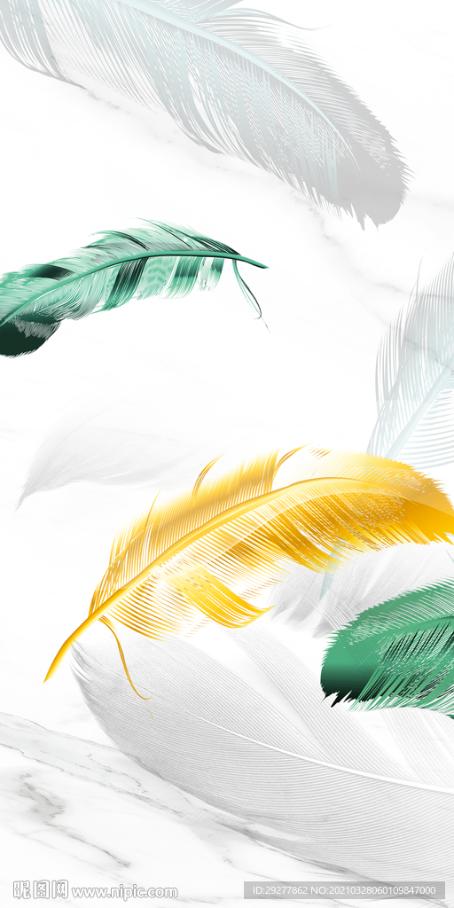 羽毛玄关框画 TIF分层