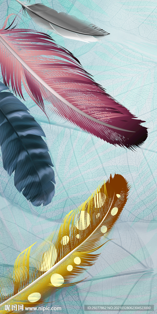大气羽毛玄关框画 TIF分层