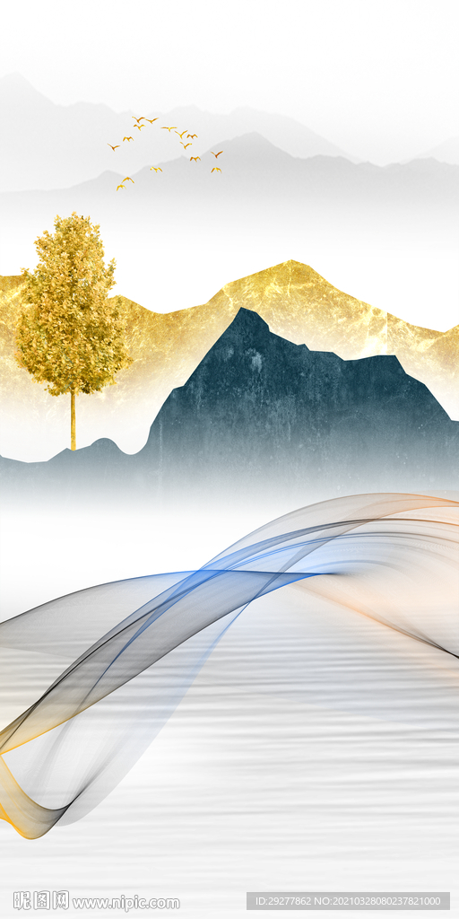 高端意境玄关画 TIF分层