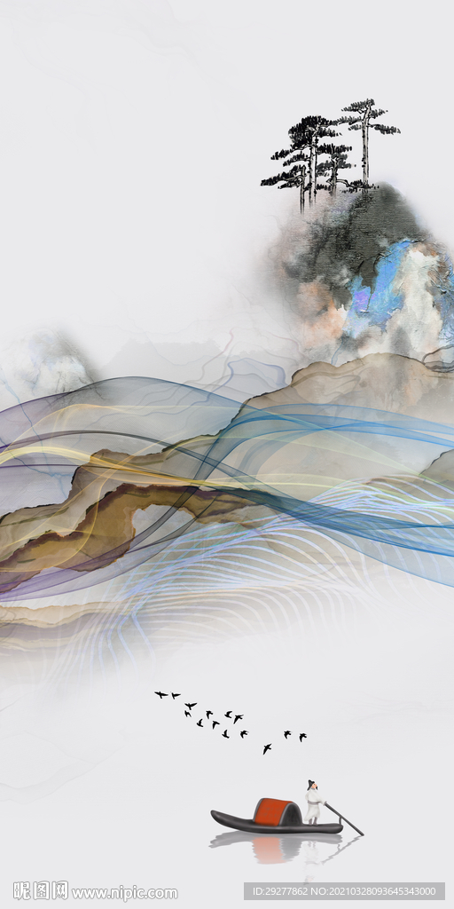 中国风意境玄关画 TIF分层