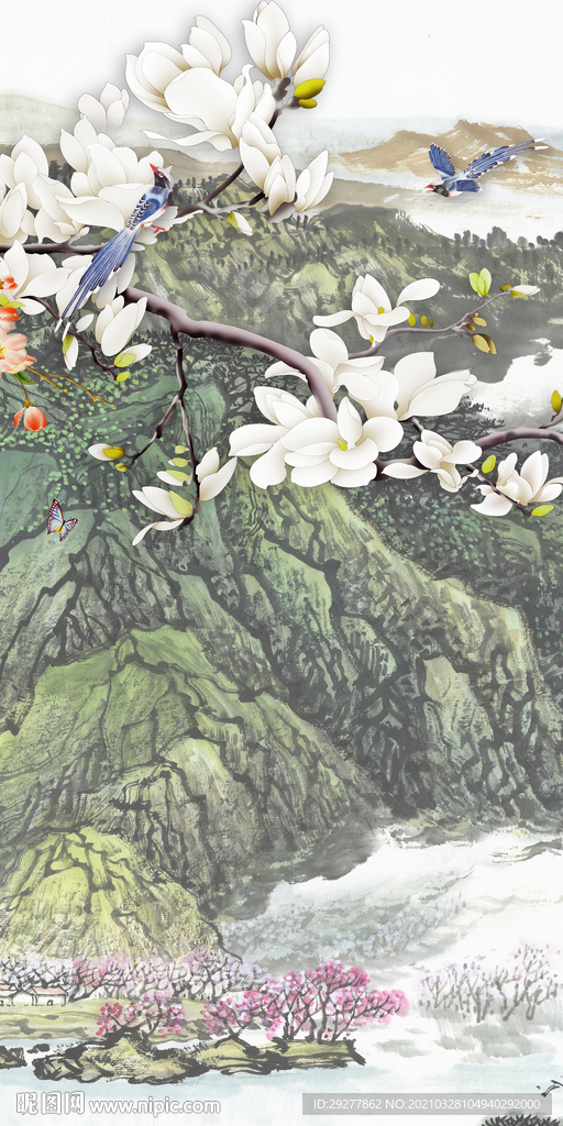 国画意境玄关画 TIF分层