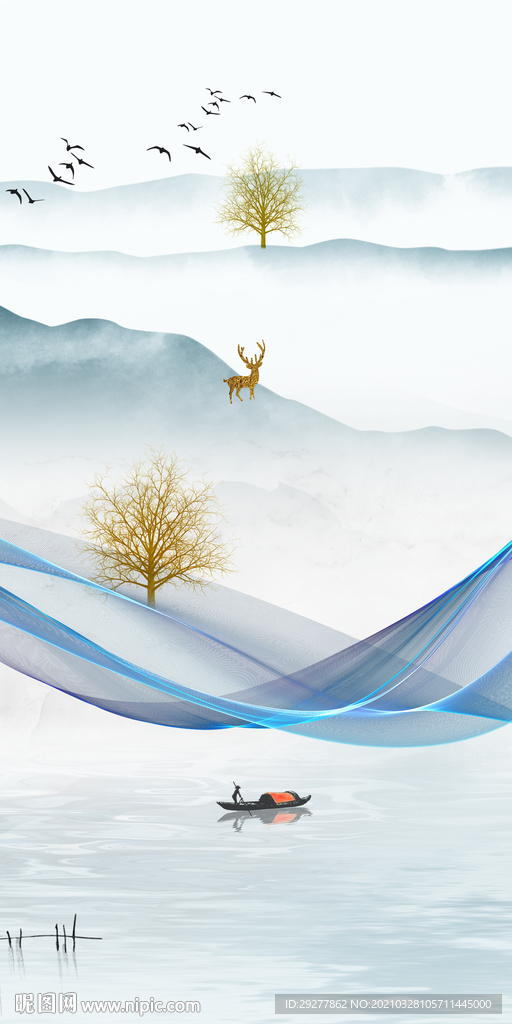 高清 意境山水新画 TIF分层