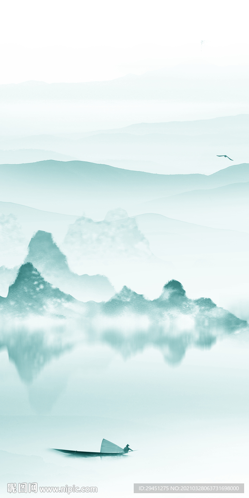 蓝色玄关风景山水 TIF分层