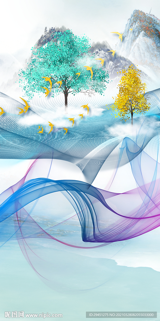 现代 新欧式玄关画 tif分层