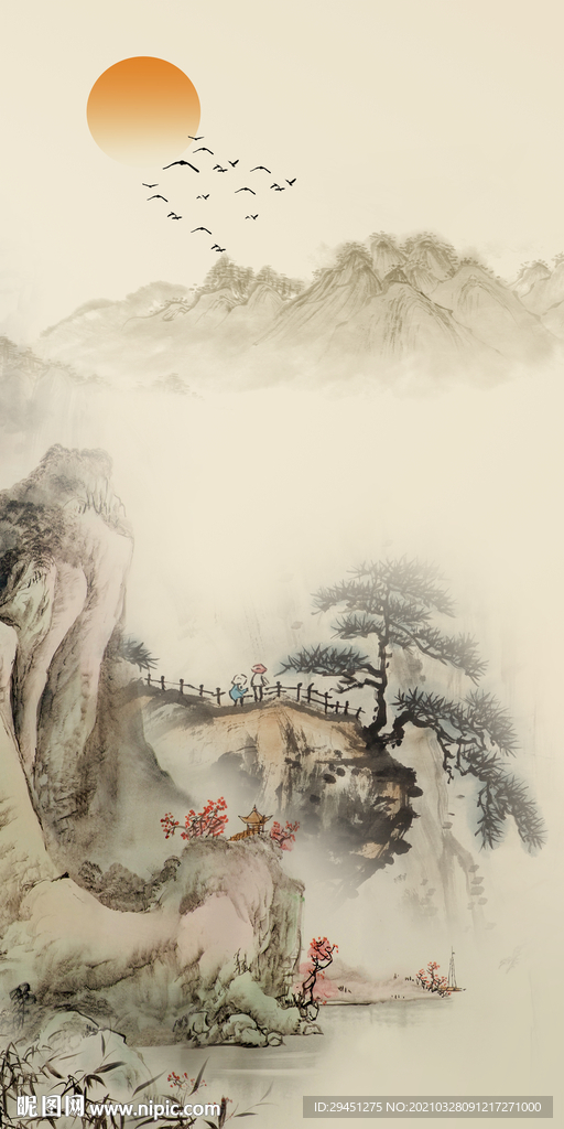 最新玄关意境山水 TIF分层