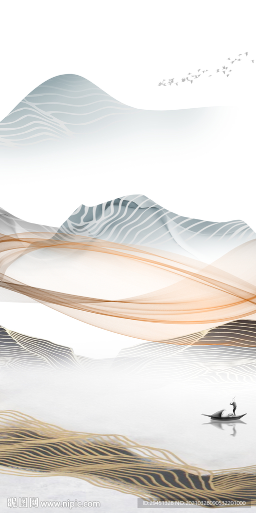 新中式框画山水玄关 TIF分层