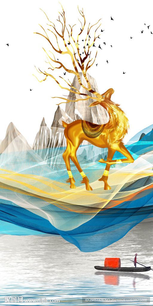 金鹿框画现代玄关 TIF分层