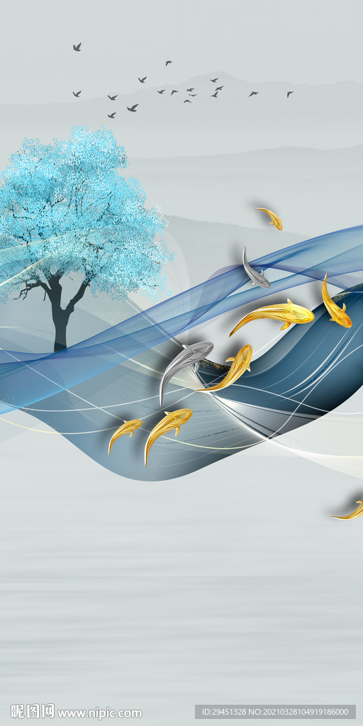 现代框画山水玄关 TIF分层