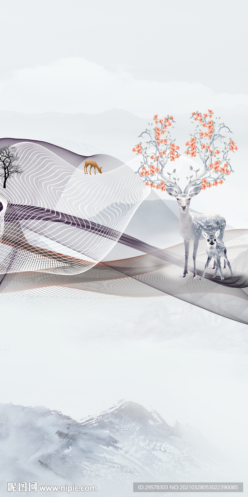 新款高清山水玄关 TIF分层