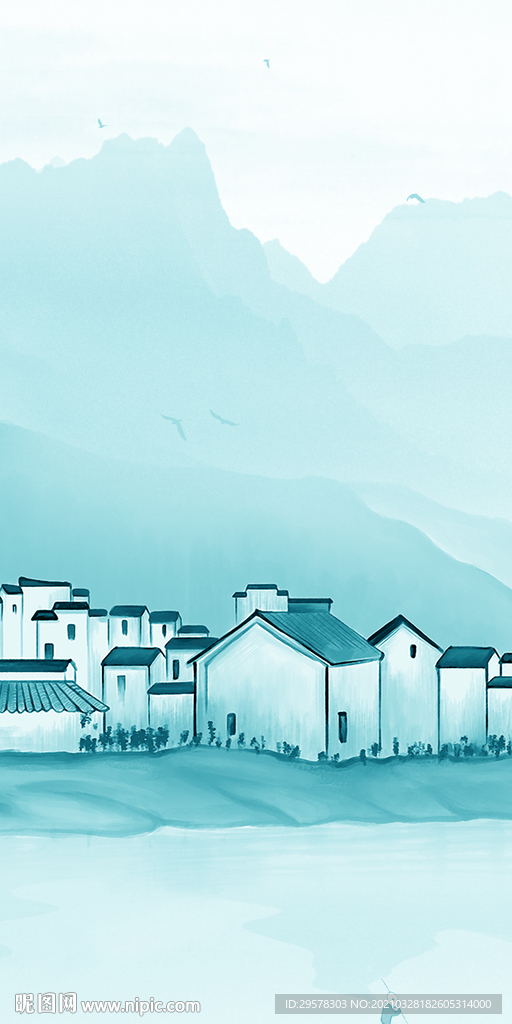 江南高清山水玄关 TIF分层