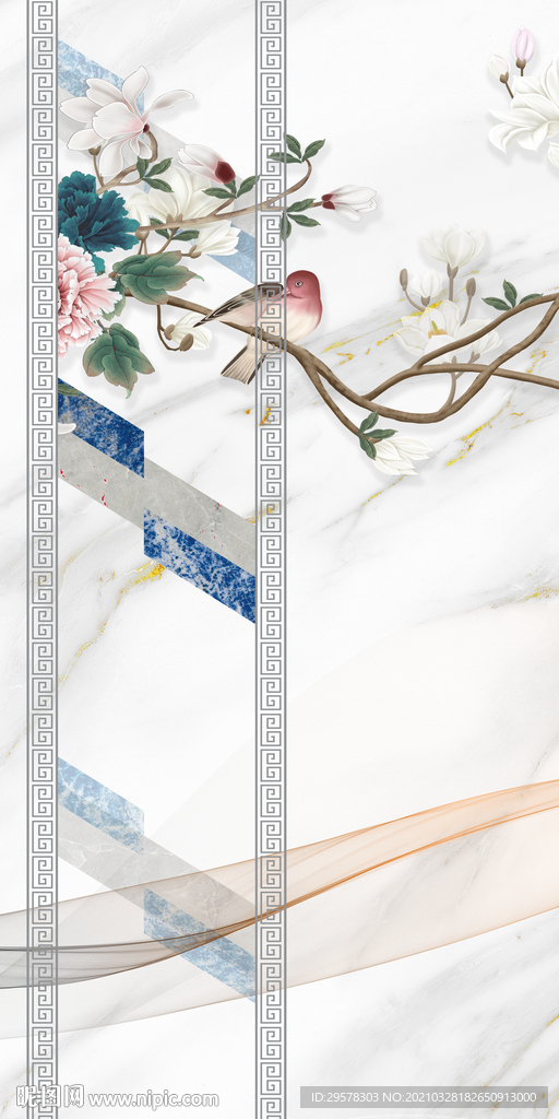 花鸟中式山水新图 TIF分层