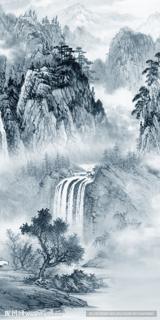 背景墙简约山水新图 TIF分层