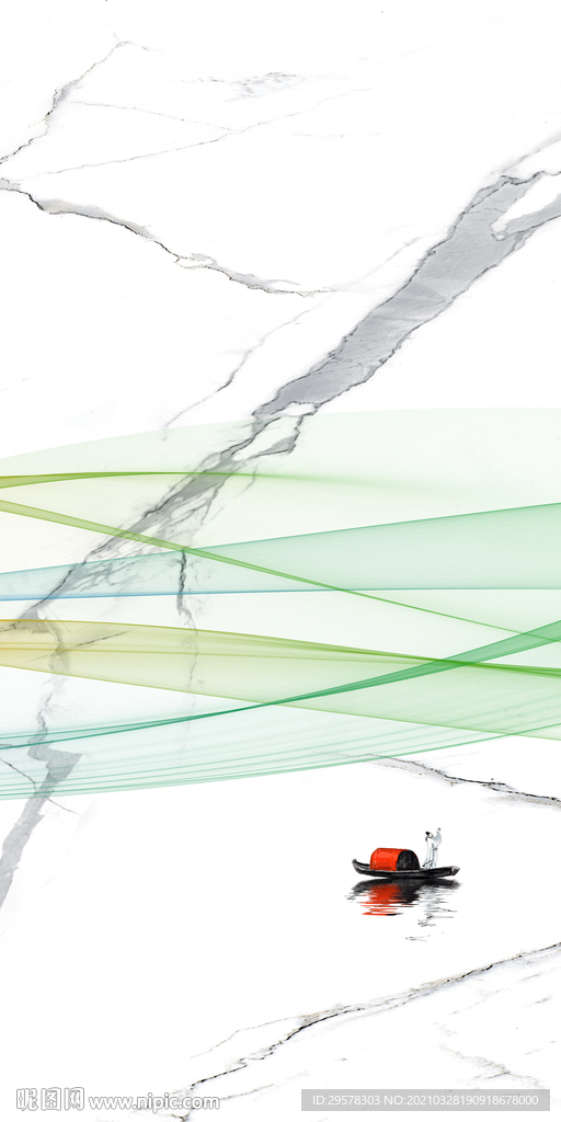 爵士白高清山水玄关 TIF分层