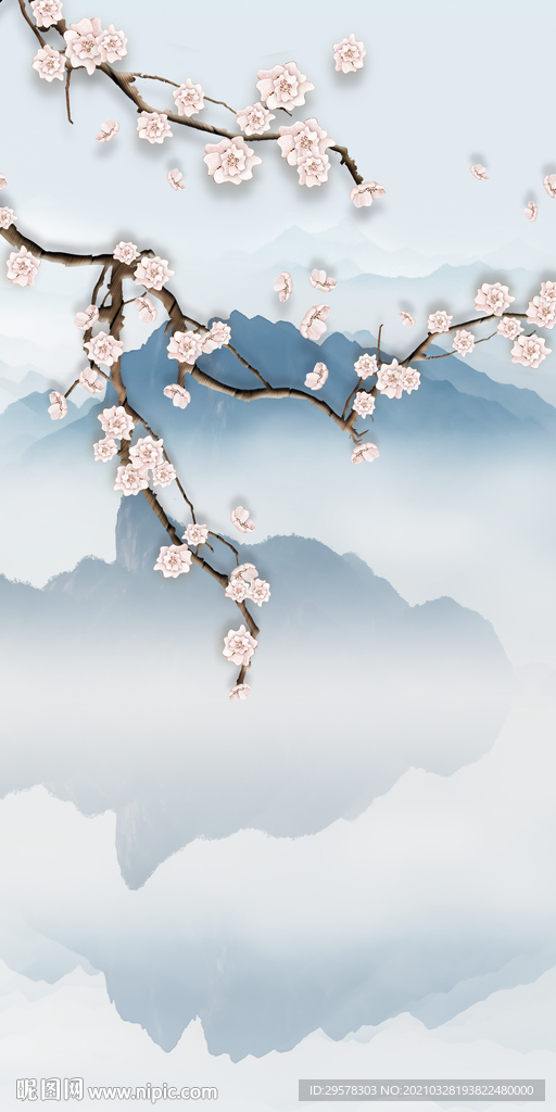 玄关中式山水新图 TIF分层