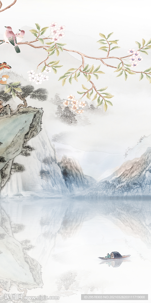 新款玄关山水背景 TIF分层