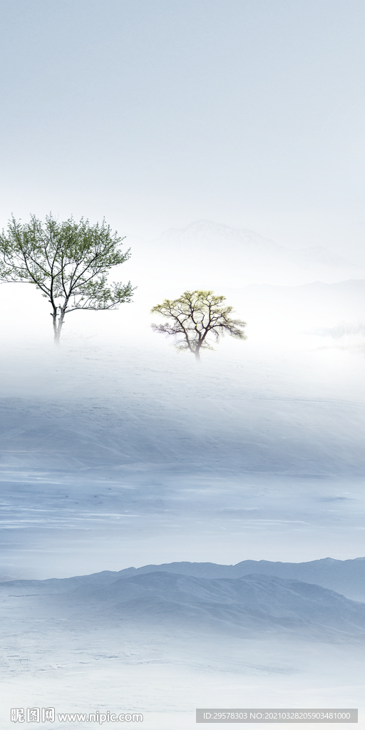 意境玄关山水背景 TIF分层