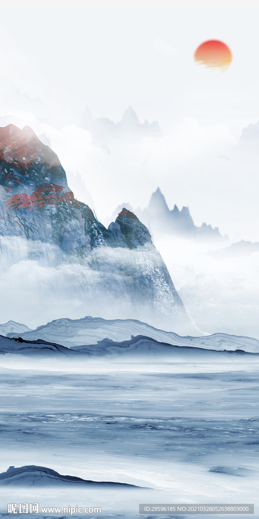 新中式别墅玄关背景 tif分层