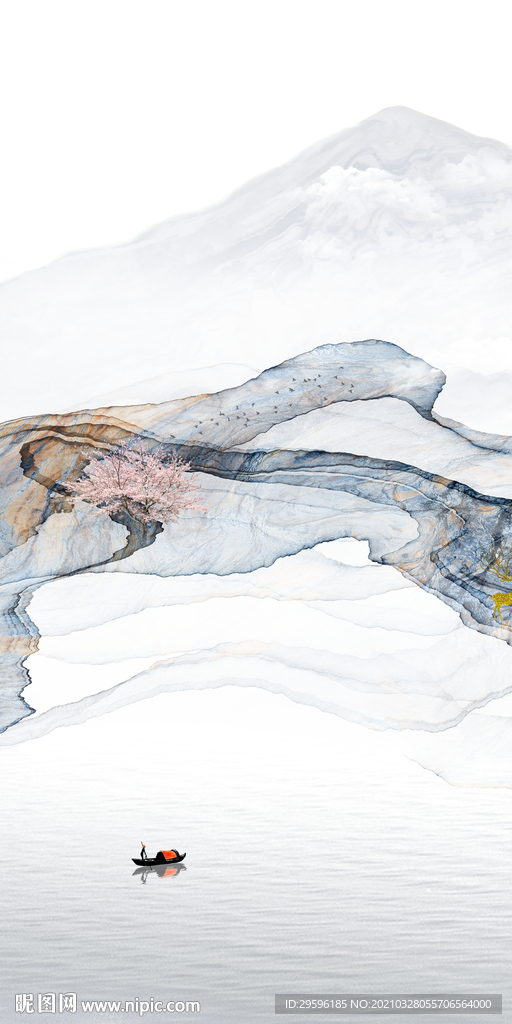 抽象玄关画山水 TIF分层