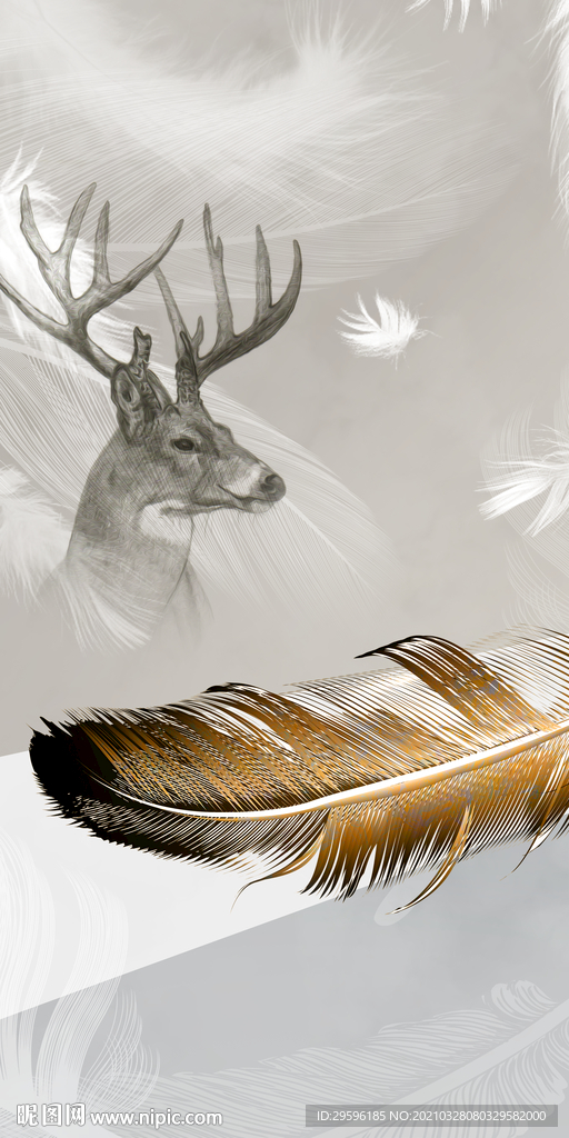 麋鹿 高清玄关背景 TIF分层