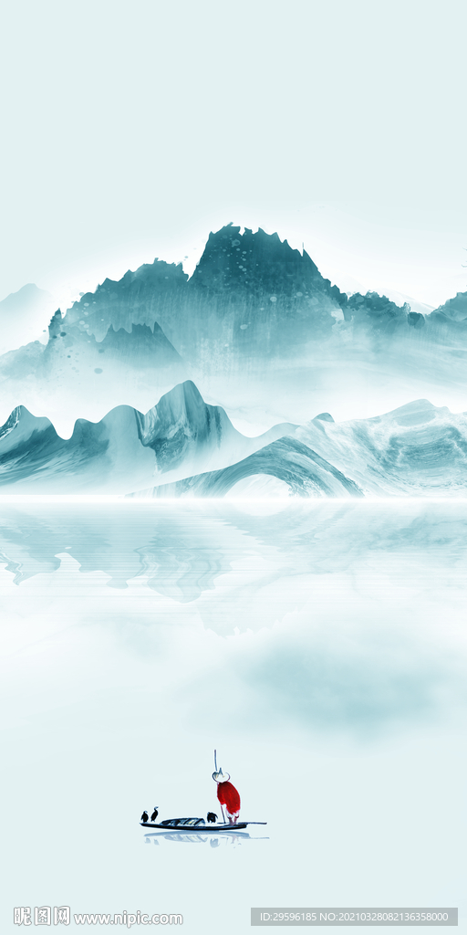 中国风玄关意境山水 TIF分层