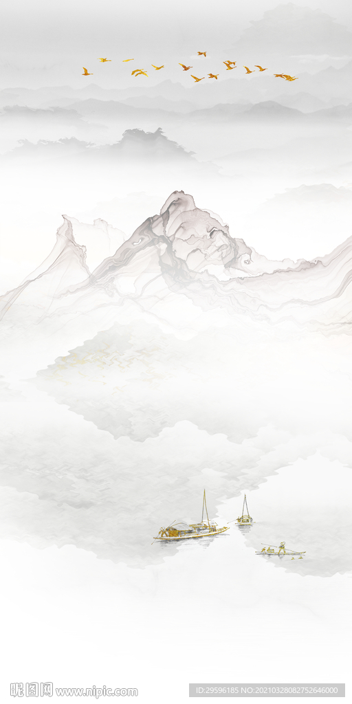 新中式玄关意境山水 TIF分层