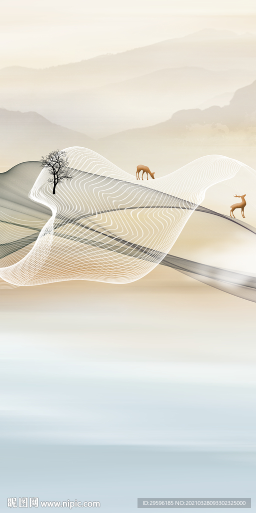 现代 玄关意境山水 TIF分层