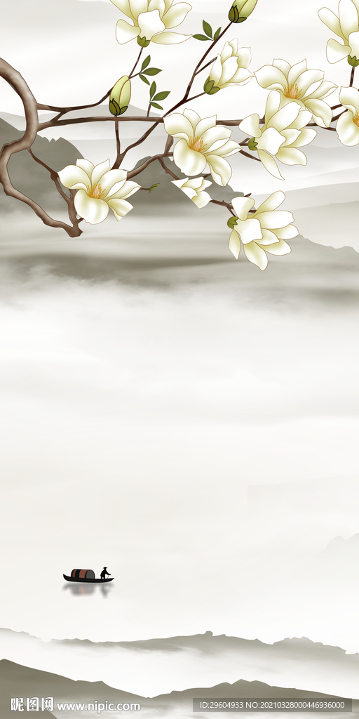 花鸟最新山水玄关 TIF分层