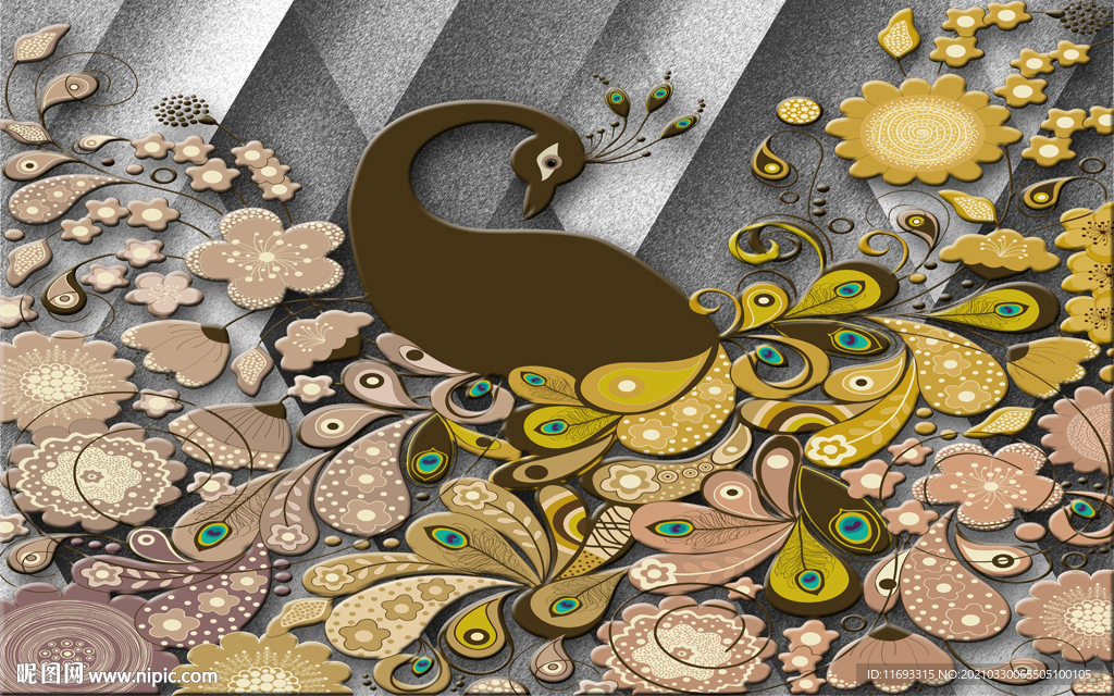 中式复古孔雀背景墙