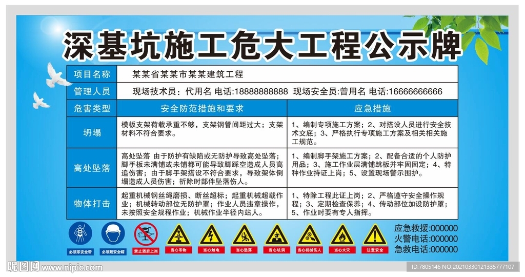 深基坑施工危大程公示牌