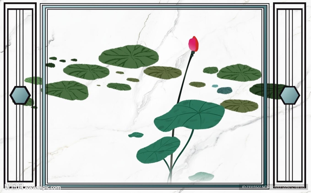 爵士白荷花背景墙