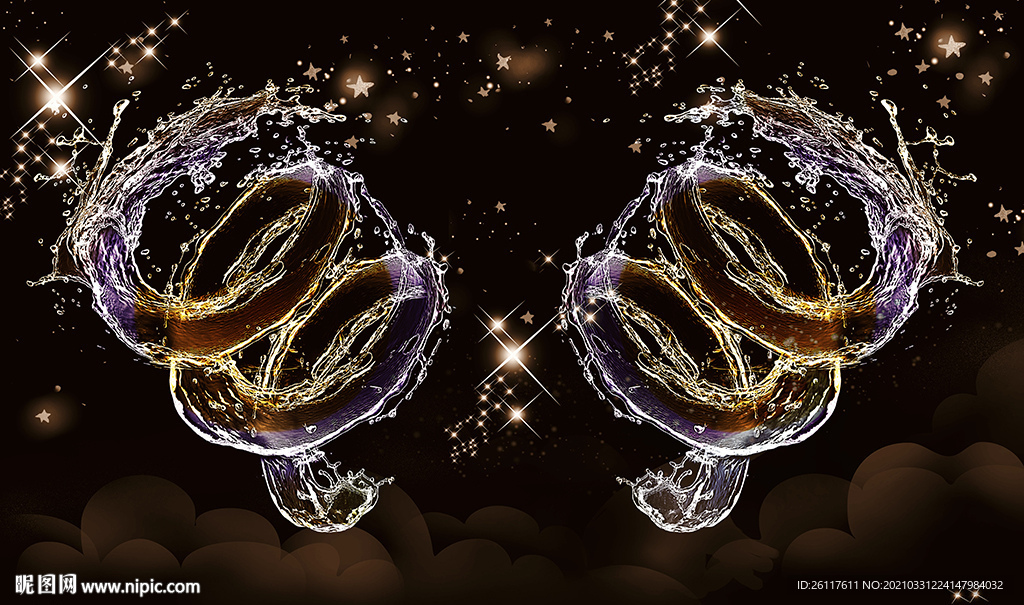 梦幻水纹星空电视背景墙