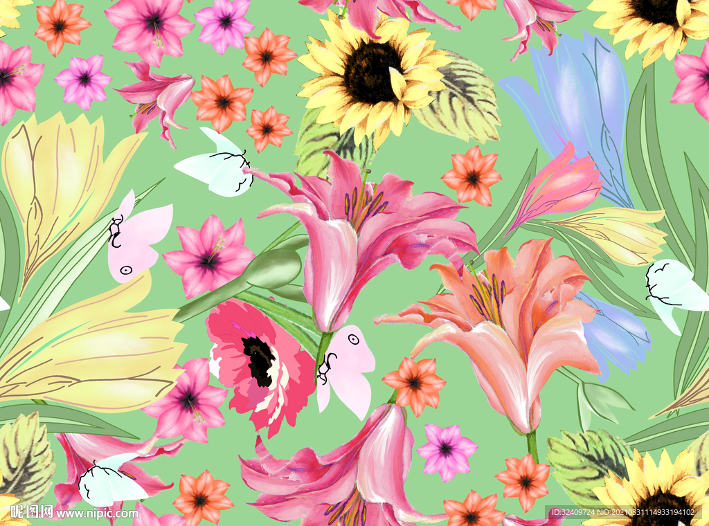 大牌 手绘花卉 热带植物