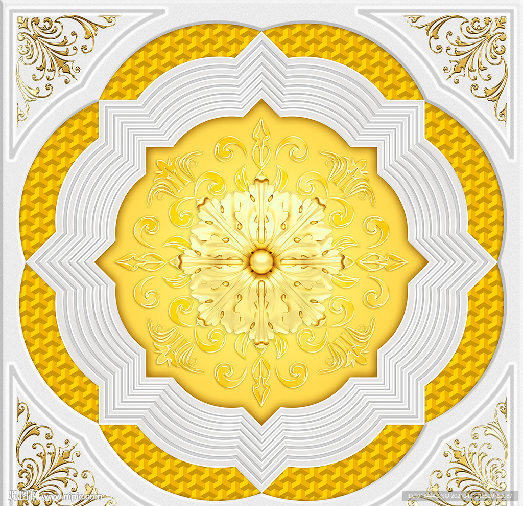 欧式浮雕花纹吊顶