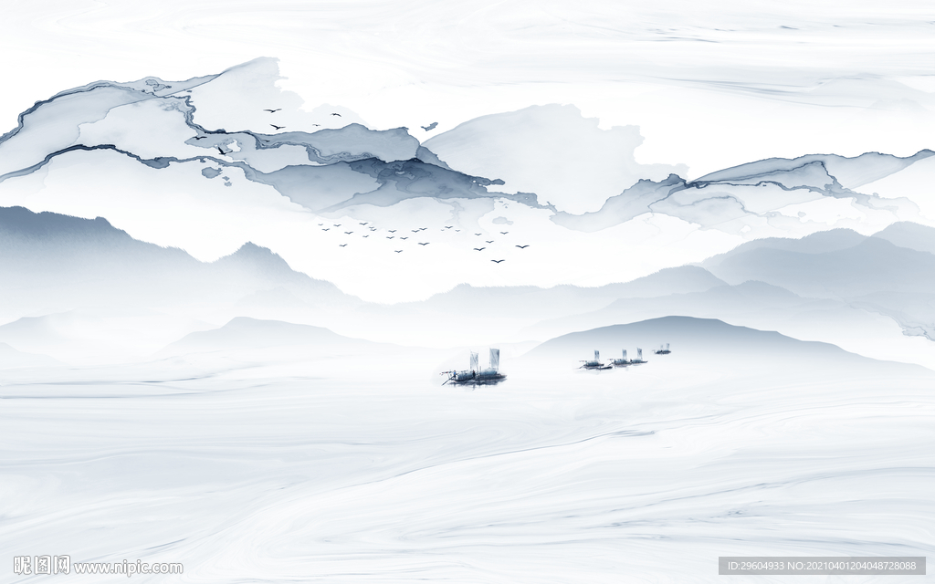 意境客厅风景山水 tif分层