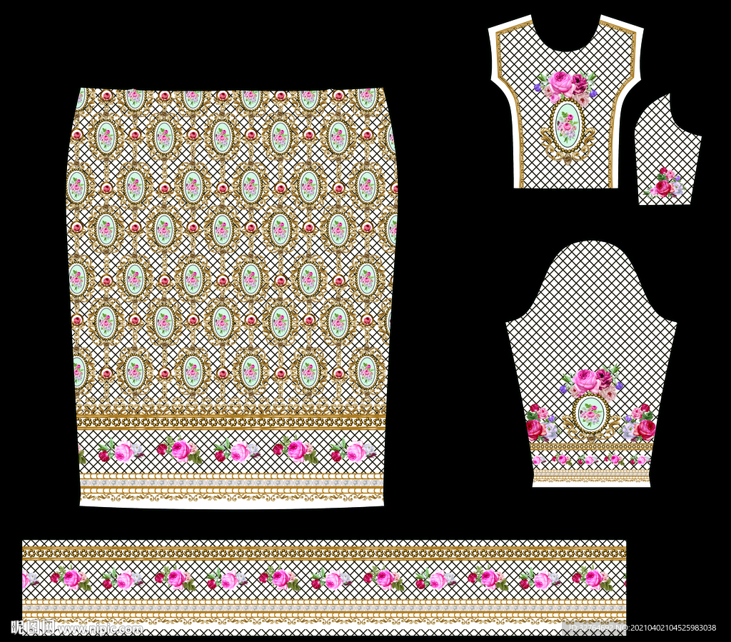 大牌 裁片 手绘花