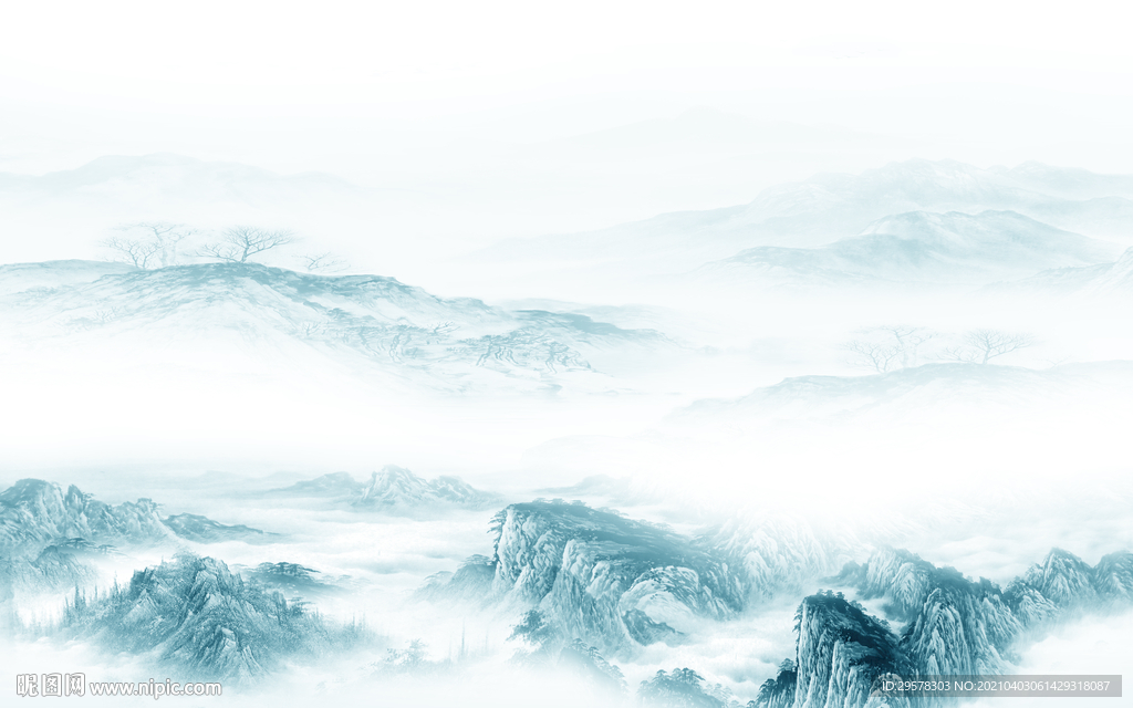 简约意境爆款山水 tif分层