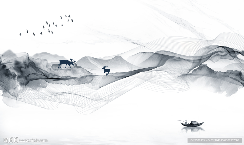 高档 意境爆款山水 tif分层