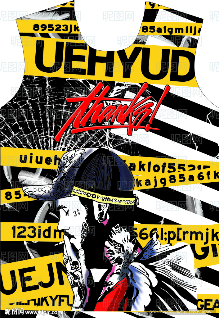 大牌男装印花 分层 潮流印花