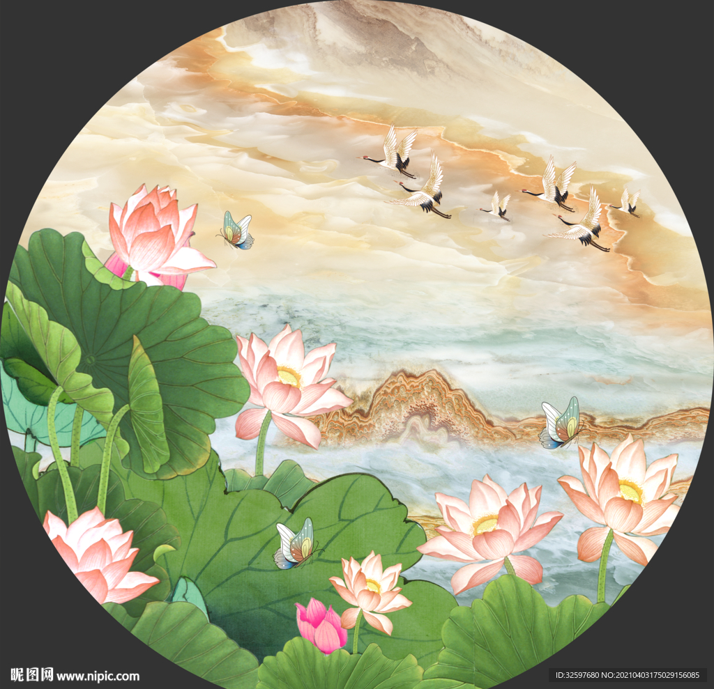 圆形玉石荷花玄关