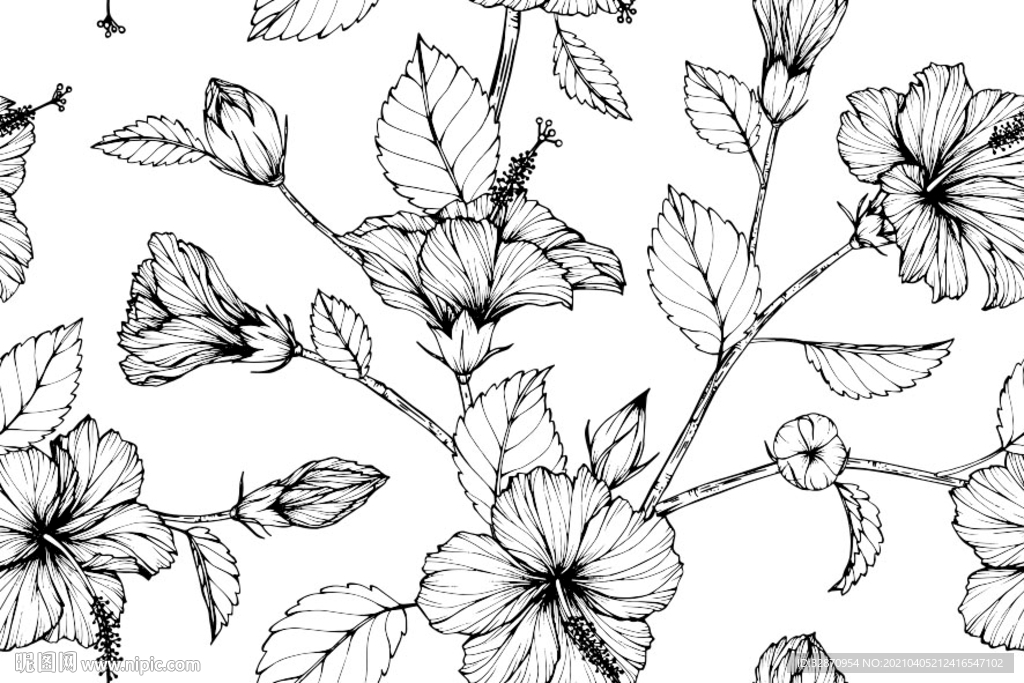 手绘花 真丝印花