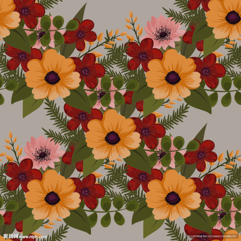 手绘花 真丝印花