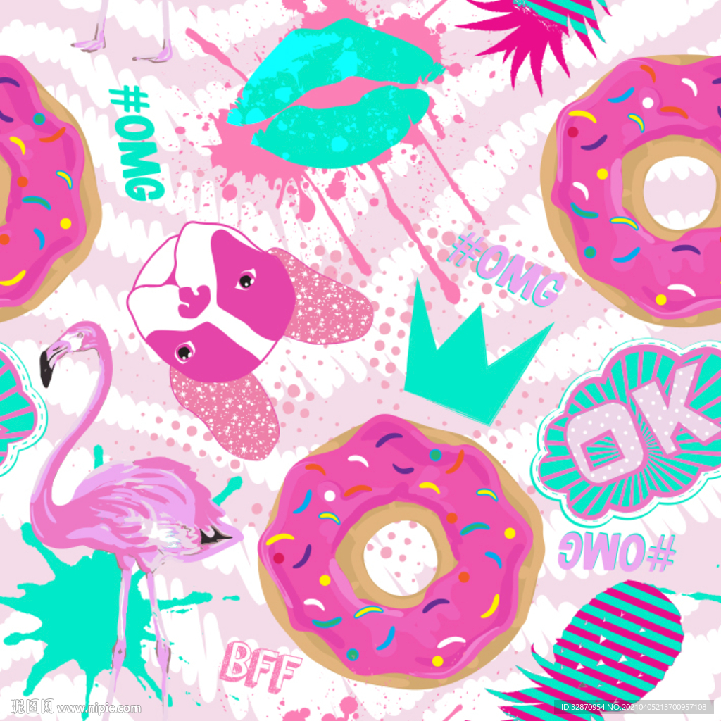 印花 服装花型 火烈鸟