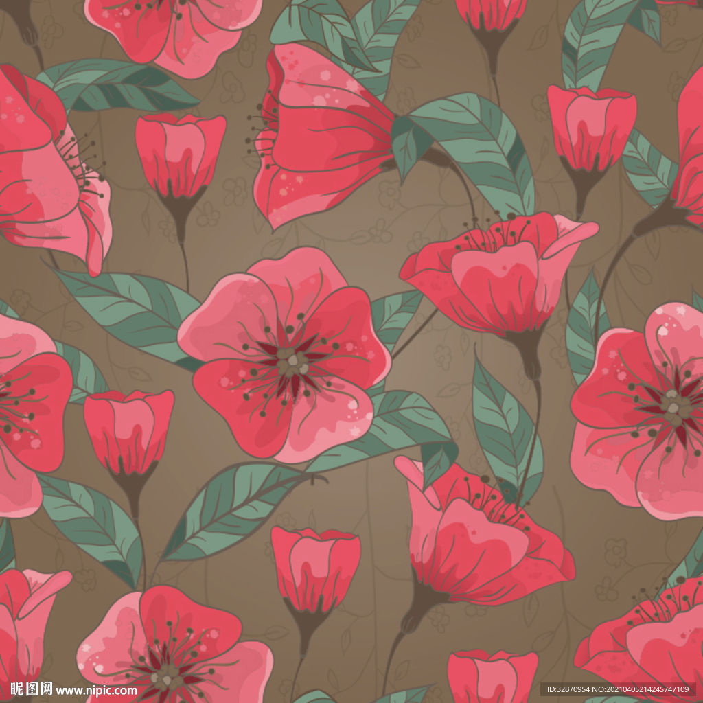 手绘花 真丝印花