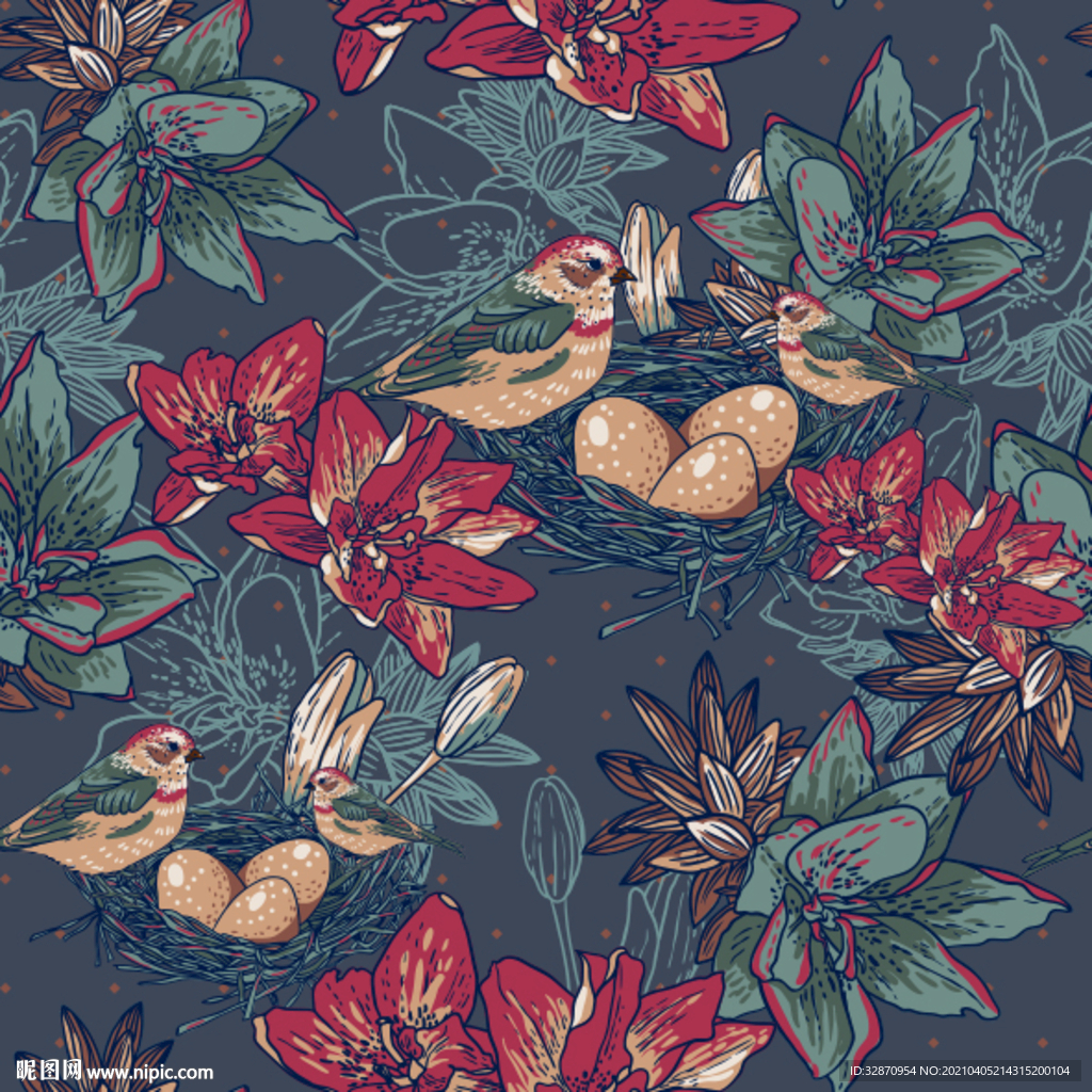 手绘花 真丝印花