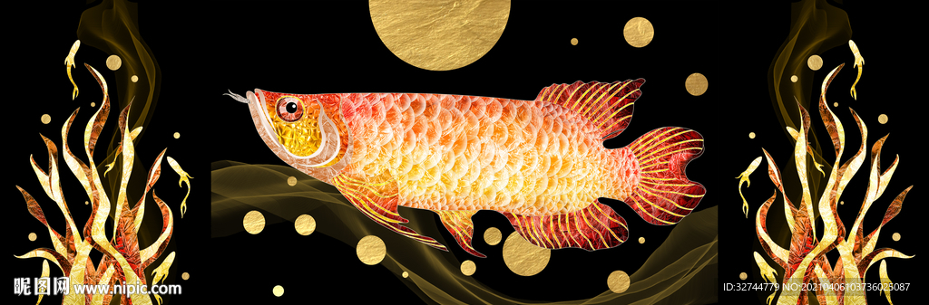金龙鱼装饰画三联画