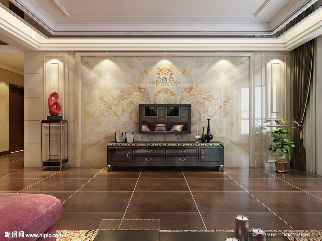 欧式花纹大理石背景墙