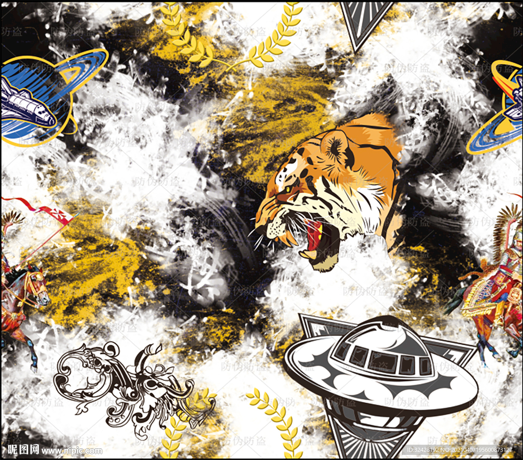 大牌男装印花 分层 无缝