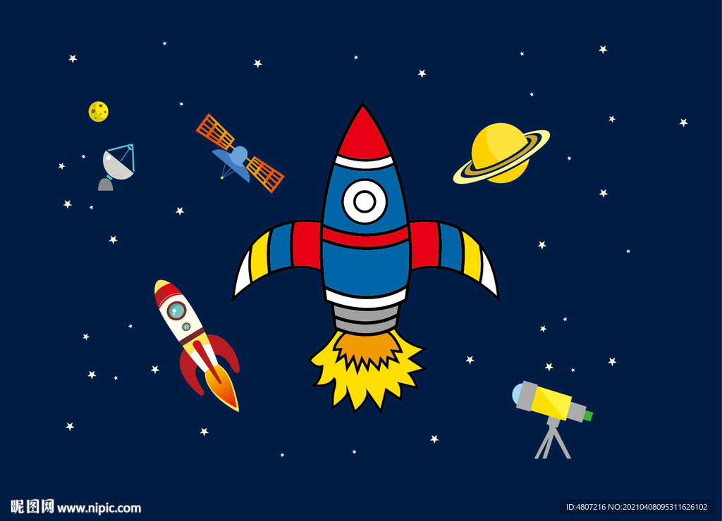 太空星球宇宙飞船矢量图图片