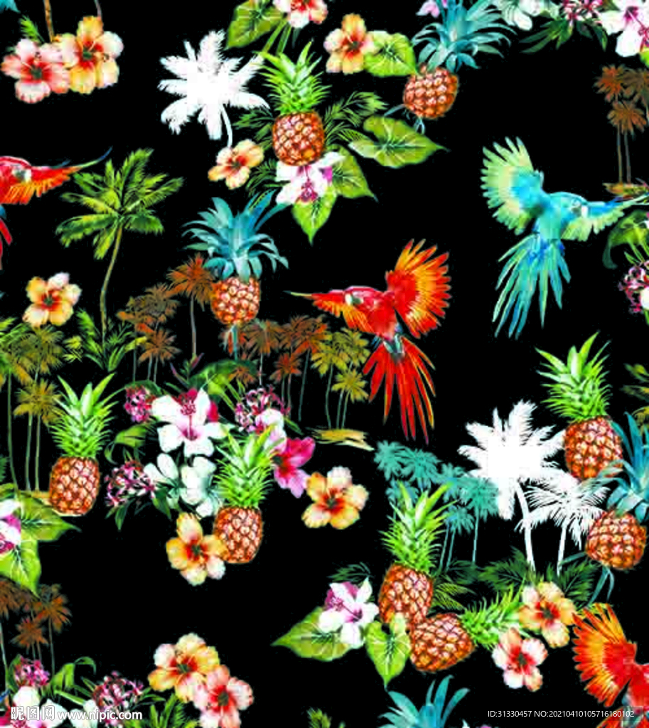 大牌花型 鹦鹉 菠萝